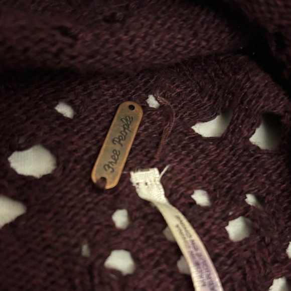 Free People Shoot From The Heart Plum Turtleneck Sweater Bell Sleeve Boho sz M - Picture 8 of 13